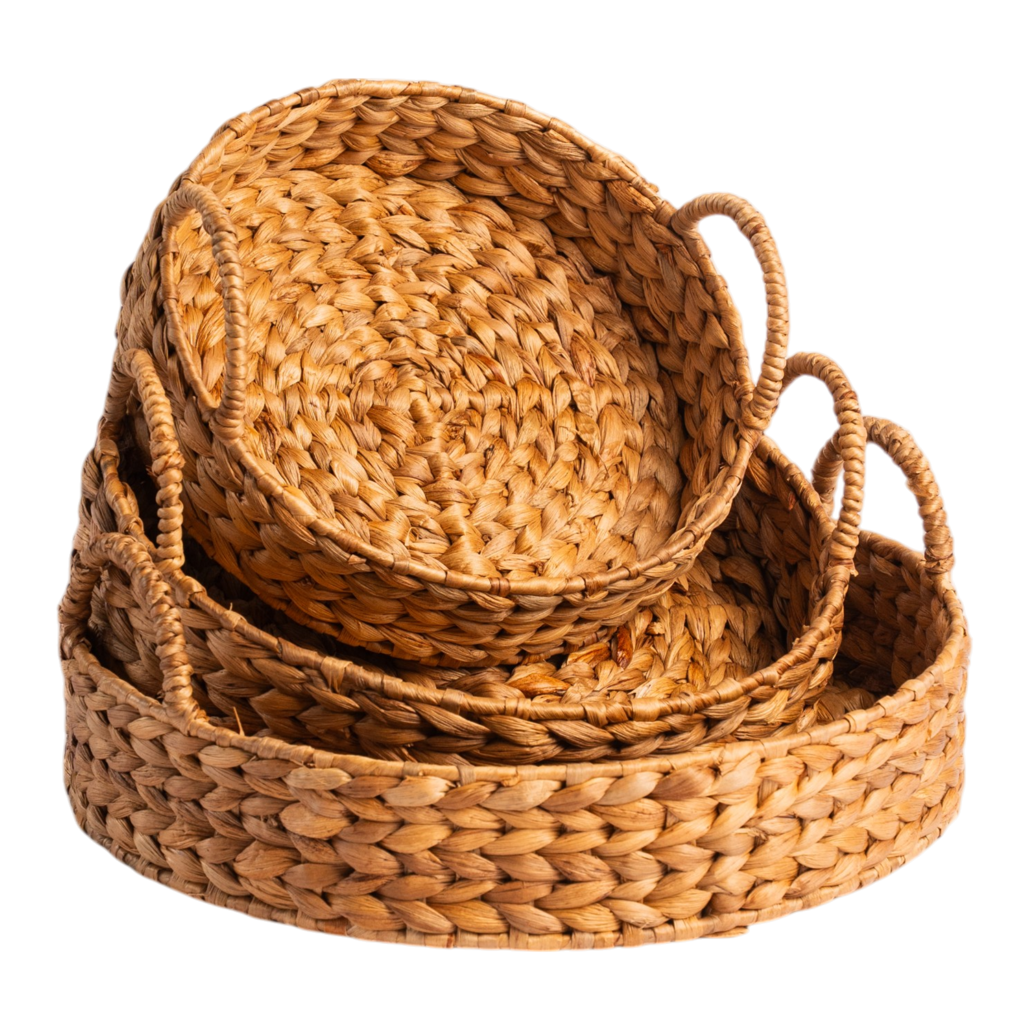 Tray Eceng Round Handle Lilit