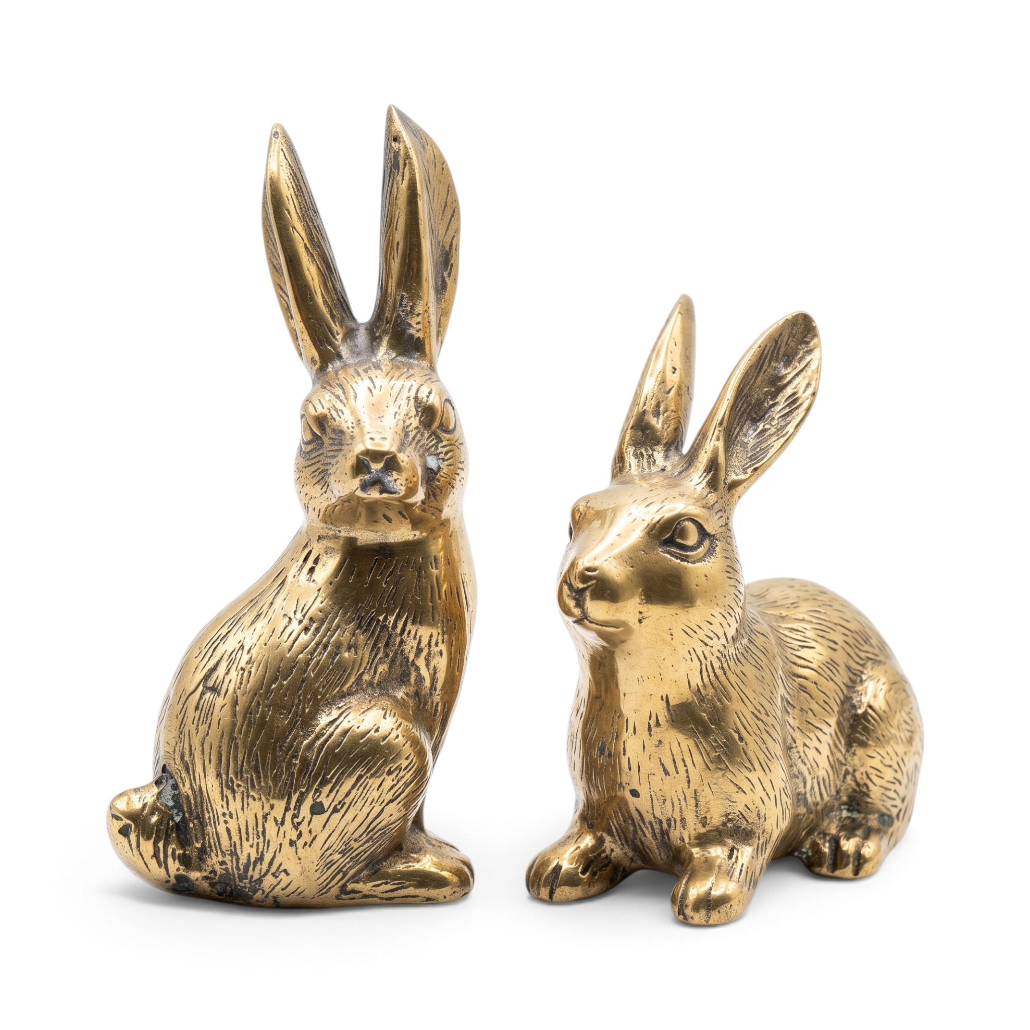 Brass Miniature Couple Rabbit set