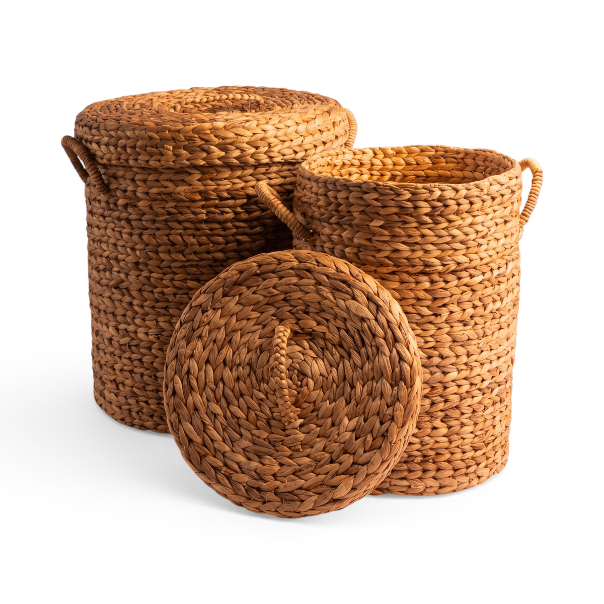 Basket Laundry Eceng Tabung Tutup