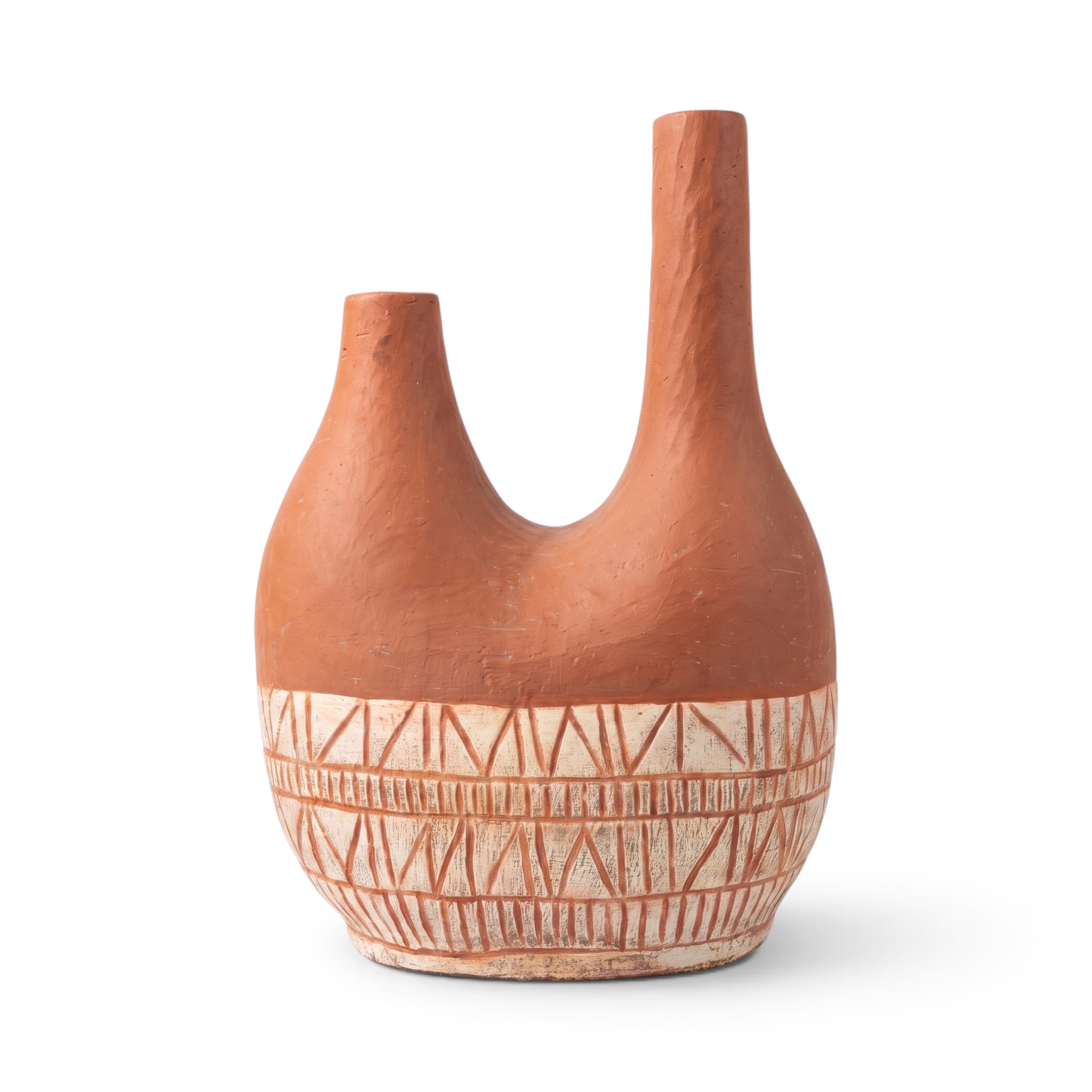 Medium Pottery Tanduk Corak Orange