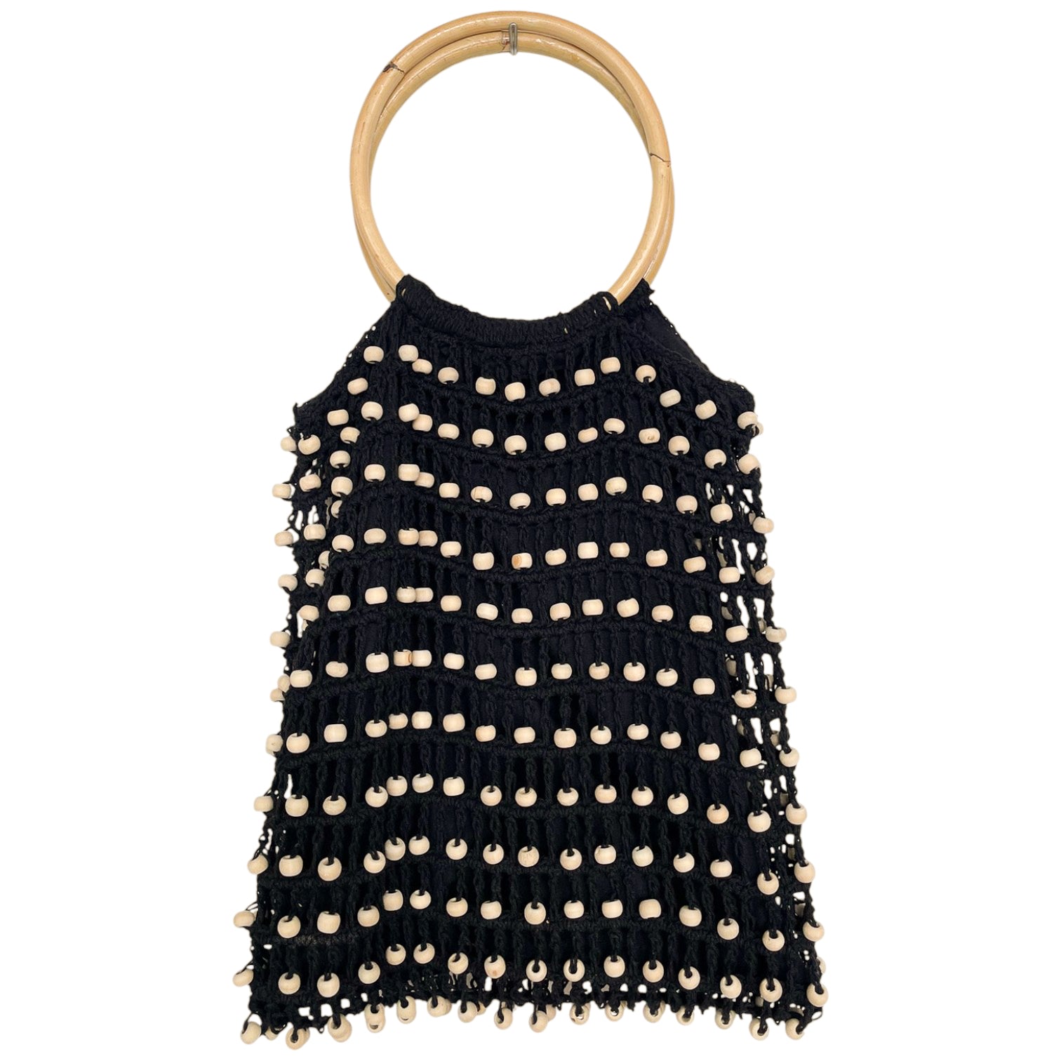 Bag Biji Kayu Handle Rattan