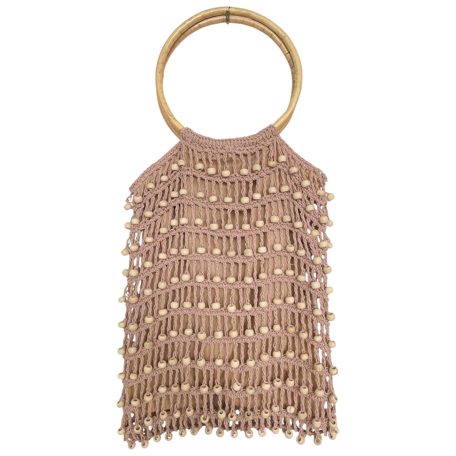 Bag Biji Kayu Handle Rattan