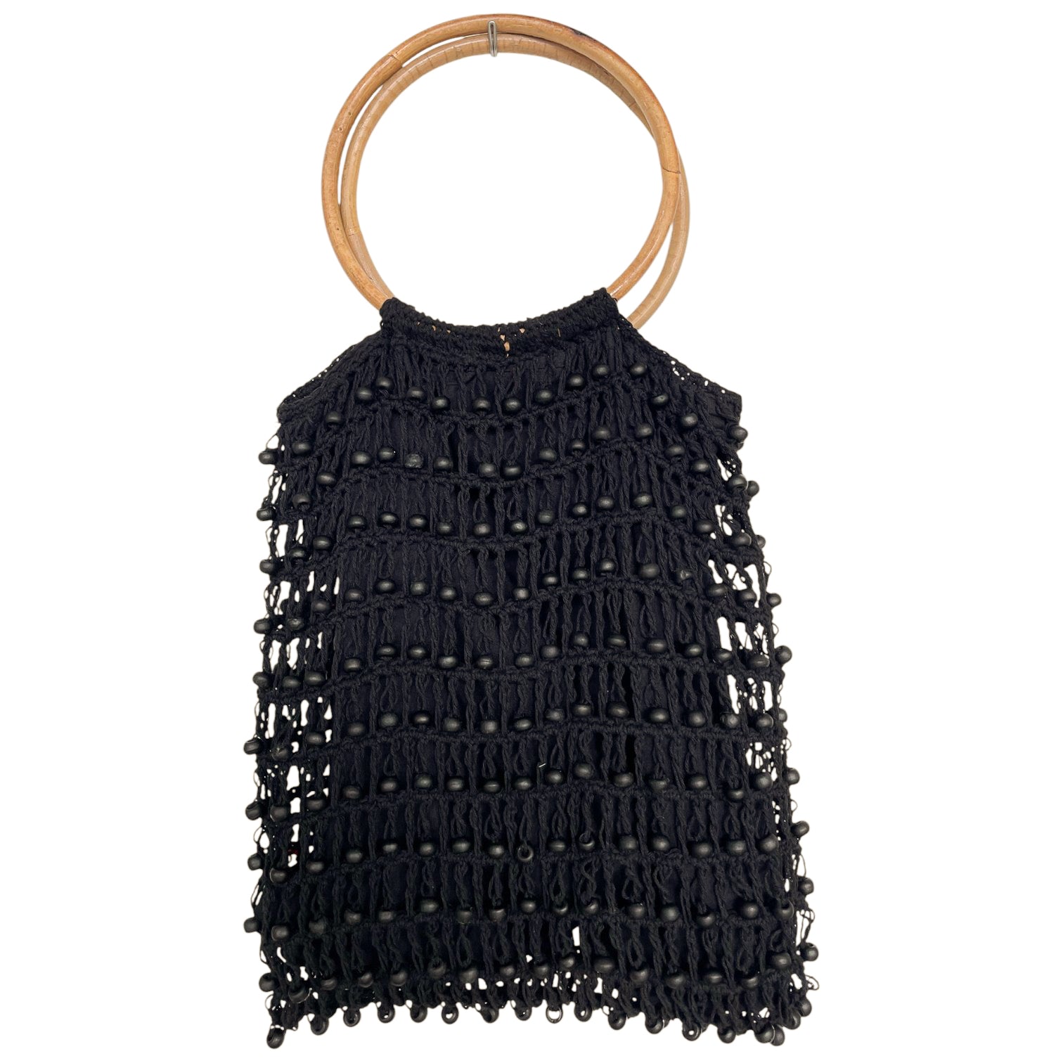 Bag Biji Kayu Handle Rattan
