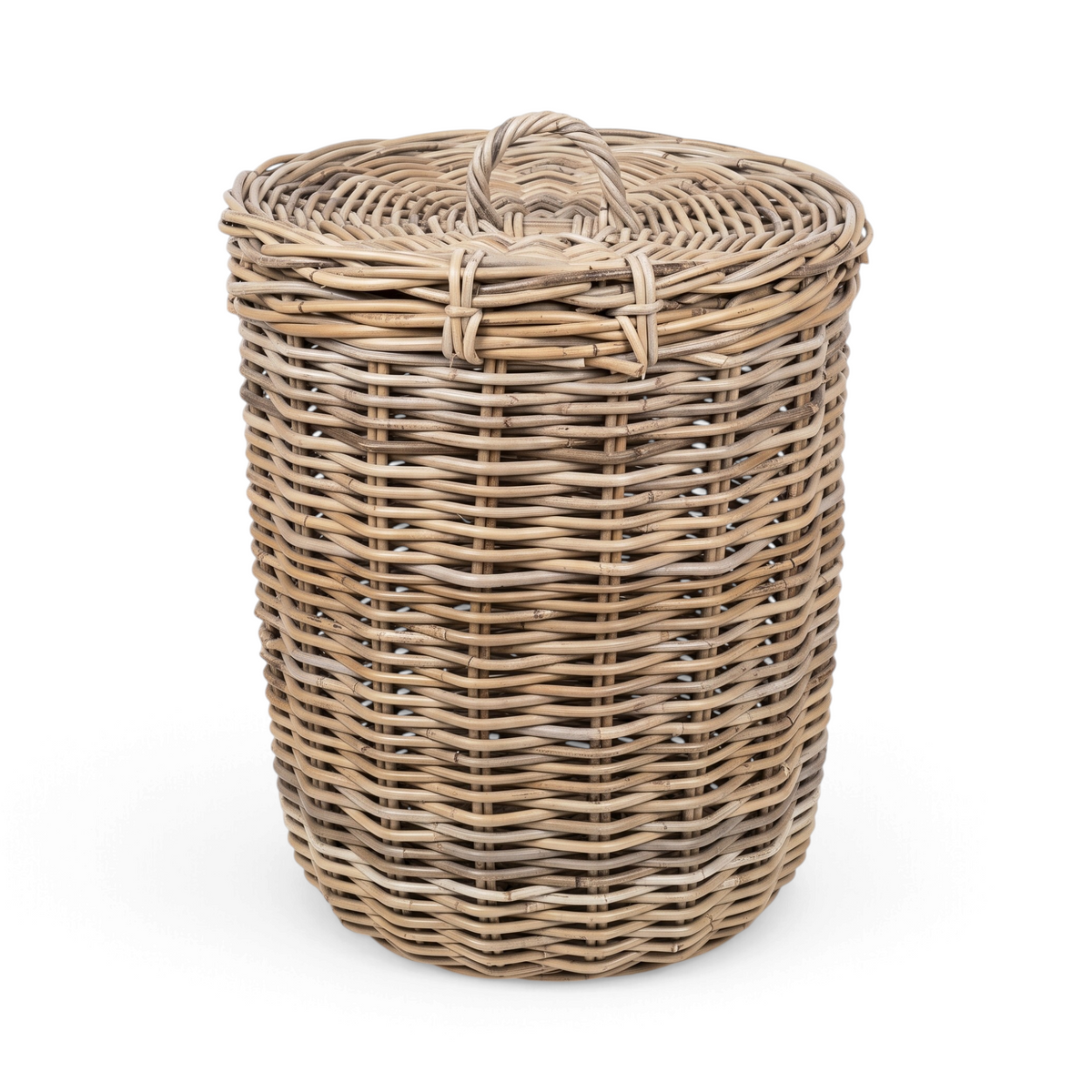 Basket Laundry Rattan Rustic Kubu Tutup