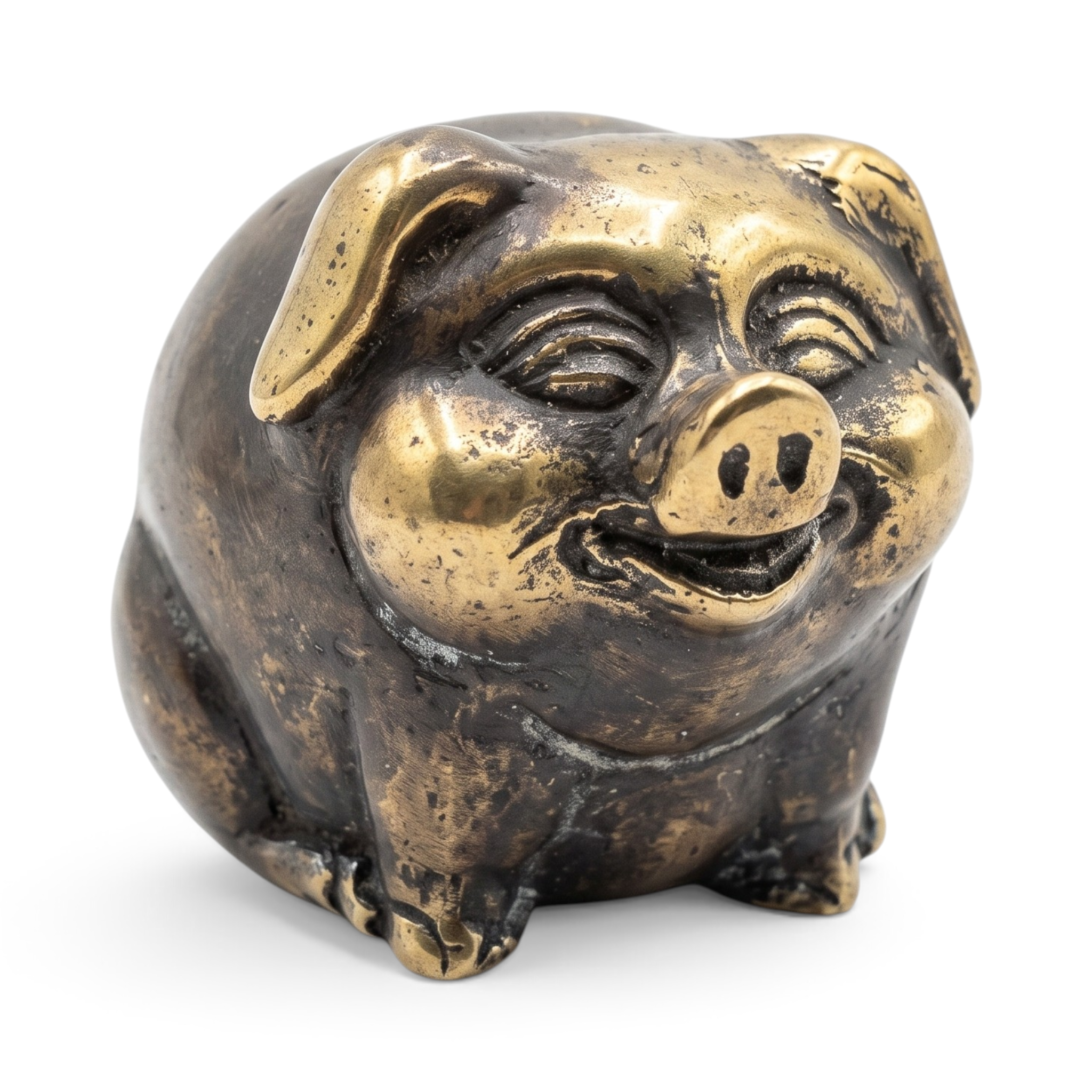 Brass Miniature Smiling Pig