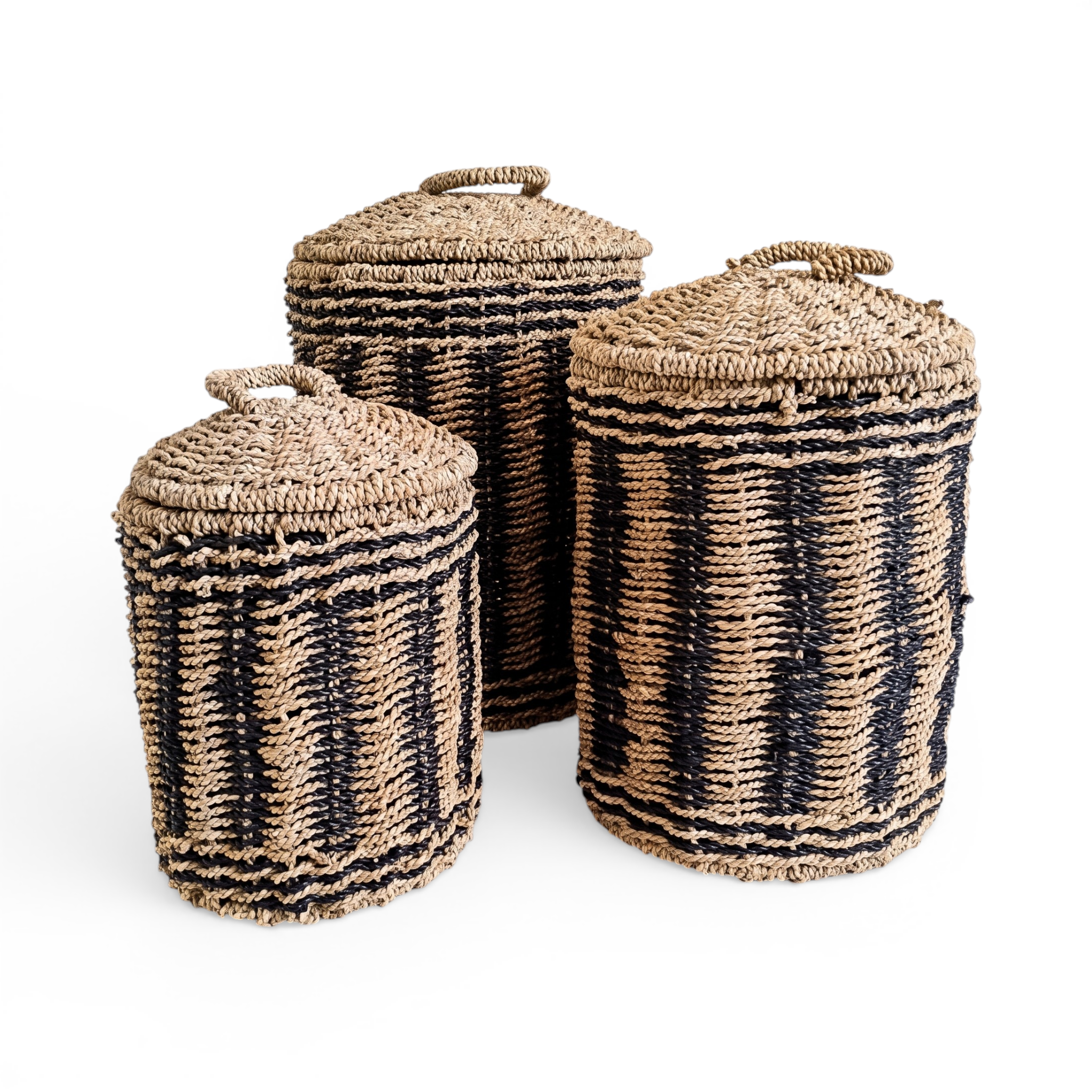 Basket Laundry Seagrass Zebra Tutup
