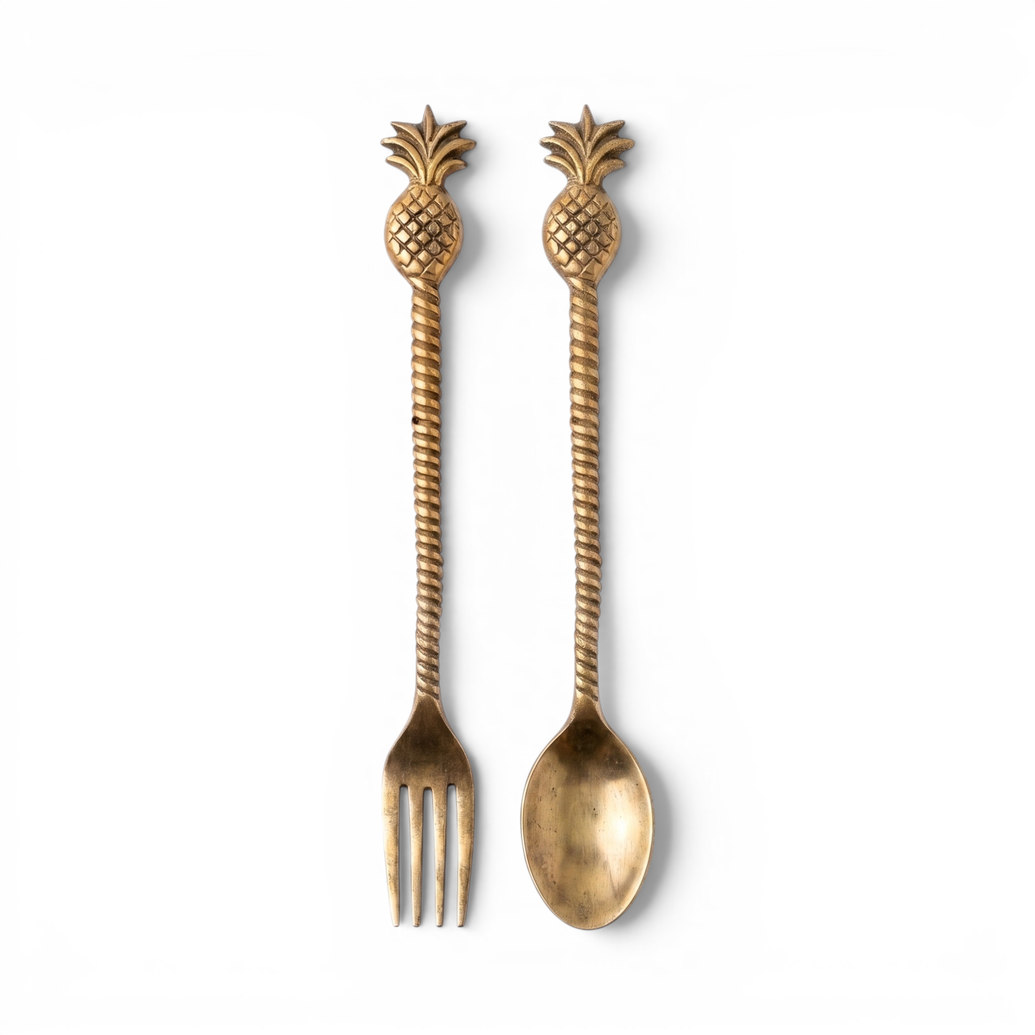 Pineapple Brass Spoon & Fork