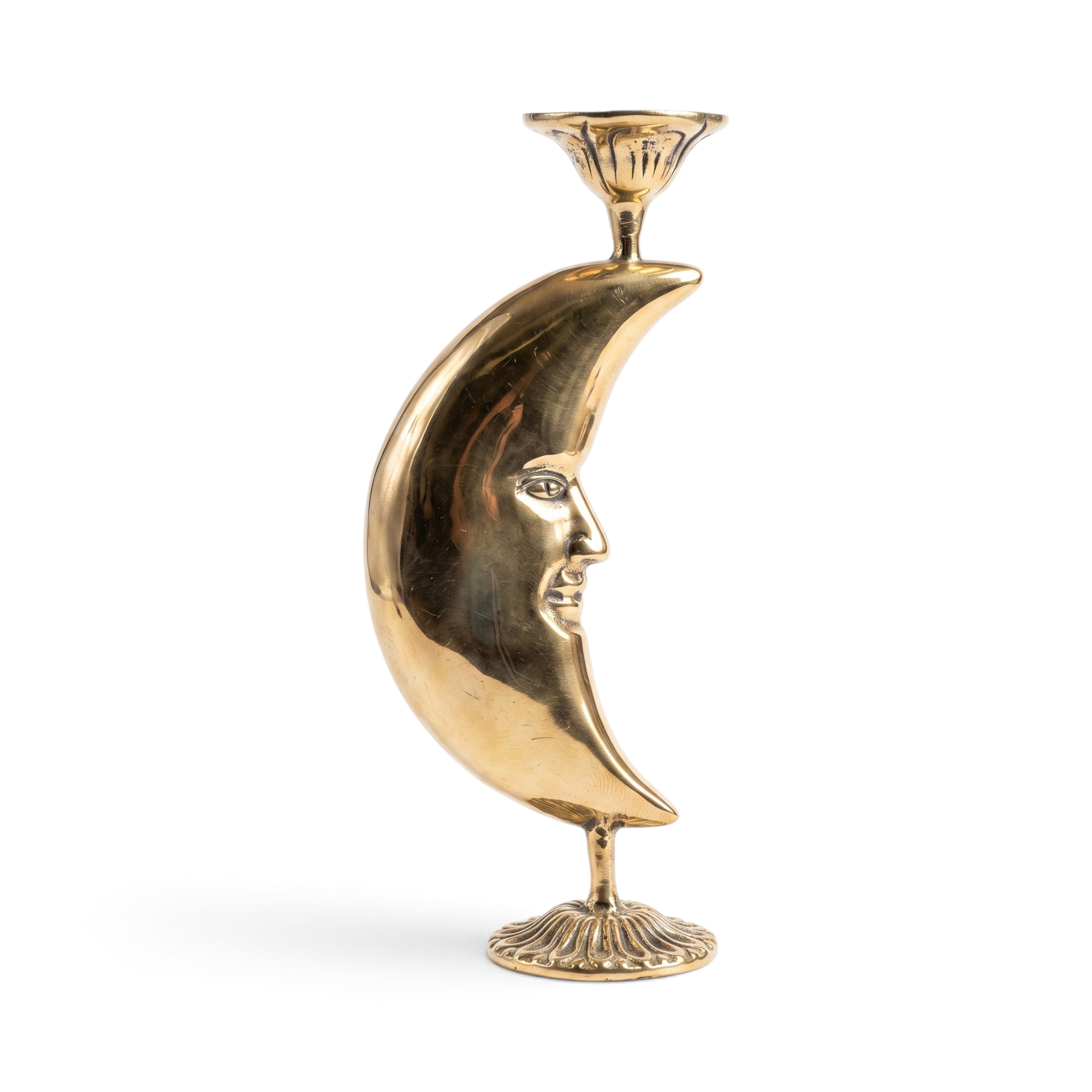 Brass Moon Candle Holder