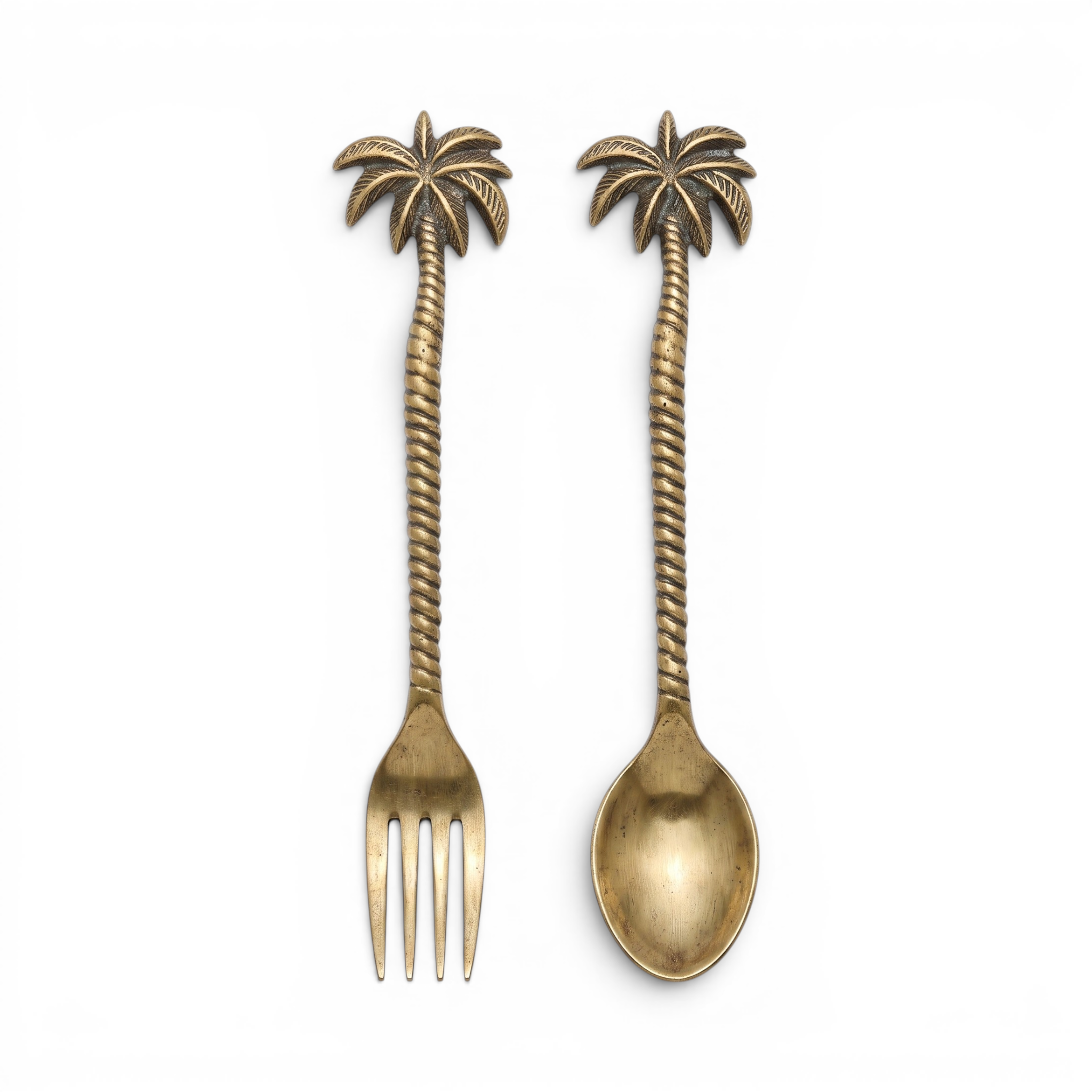 Palm Brass Spoon & Fork